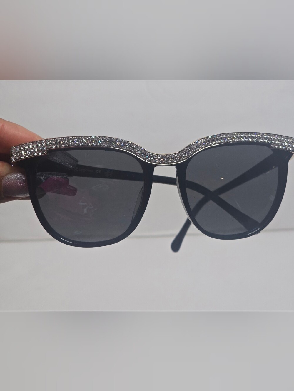 Perverse Sunglasses Clear Rhinestones Bling Black Tinted Glam